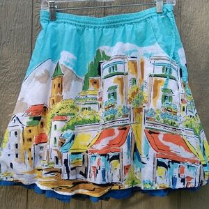 Garnet Hill European Print Cotton Skirt Size XS
